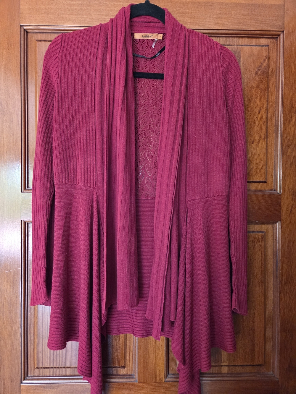Women's Open-Front Draped Cardigan Sweater - Red